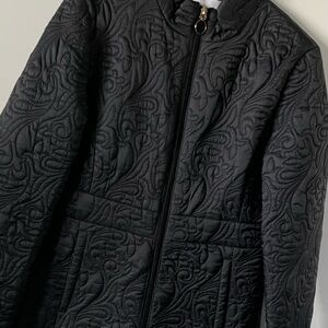 Tahari Elegant Black Quilted Puffer Jacket